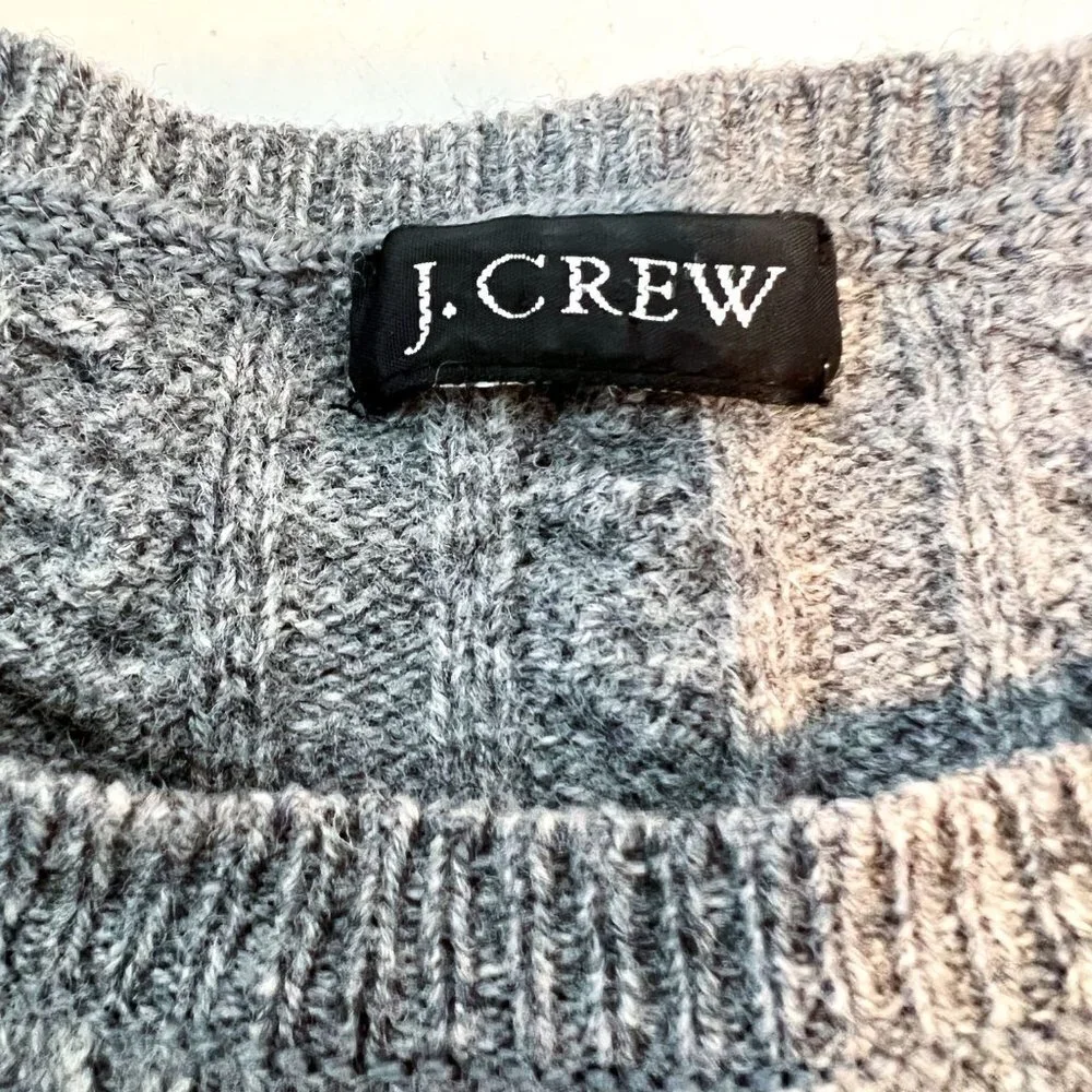 J. Crew Cable Knit Wool Blend Crew Neck Sweater in Gray Size Small